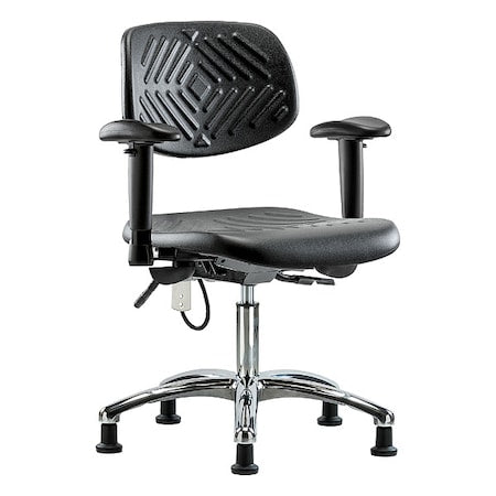 Ergonomic Chair, Adjustable Arms, 17-1/2" to 22-3/4" Height, Black