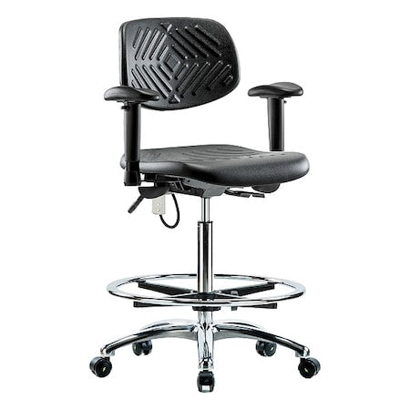 ESD Task Chair, Adjustable Arms, 24-1/2" to 34-3/4" Height, Black