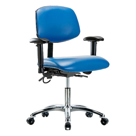 Ergonomic Chair, Adjustable Arms, 19" to 24" Height, Blue