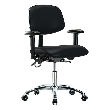 Ergonomic Chair, Adjustable Arms, 19" to 24" Height, Black