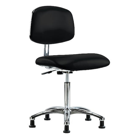 Ergonomic Chair, Vinyl (Antibacterial), Black, 21-1/2" to 29" Seat Height, Non-Marring Glides