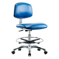 Ergonomic Chair, Vinyl (Antibacterial), Blue, 21-1/2" to 29" Seat Height, Rolling