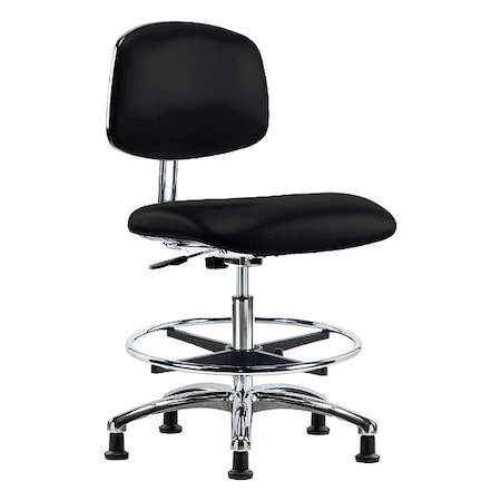 Ergonomic Chair, Vinyl (Antibacterial), Black, 21-1/2" to 29" Seat Height, Non-Marring Glides