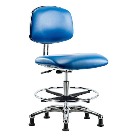 Ergonomic Chair, Vinyl (Antibacterial), Blue, 21-1/2" to 29" Seat Height, Non-Marring Glides