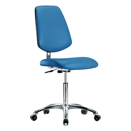 ESD Task Chair, Vinyl (Antibacterial), Blue, 21-1/2" to 29" Seat Height, Rolling