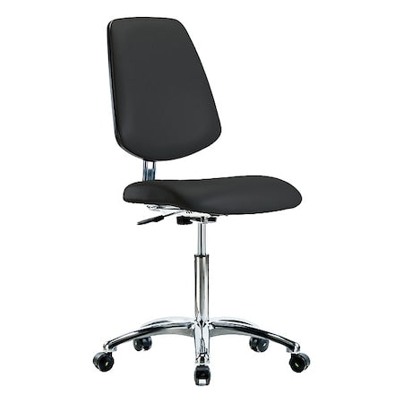 ESD Task Chair, Vinyl (Antibacterial), Black, 21-1/2" to 29" Seat Height, Rolling