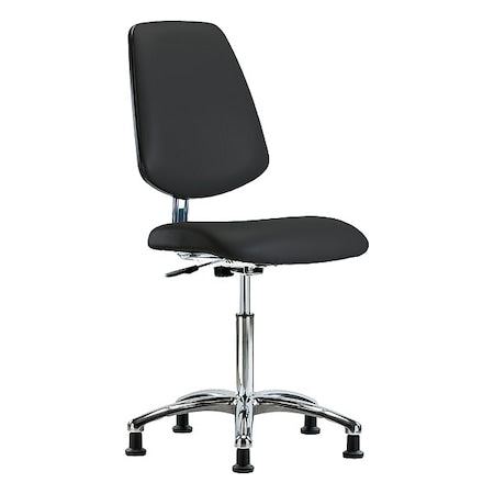 ESD Task Chair, Vinyl (Antibacterial), Black, 21-1/2" to 29" Seat Height, Non-Marring Glides