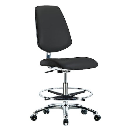 ESD Task Chair, Vinyl (Antibacterial), Black, 21-1/2" to 29" Seat Height, Rolling