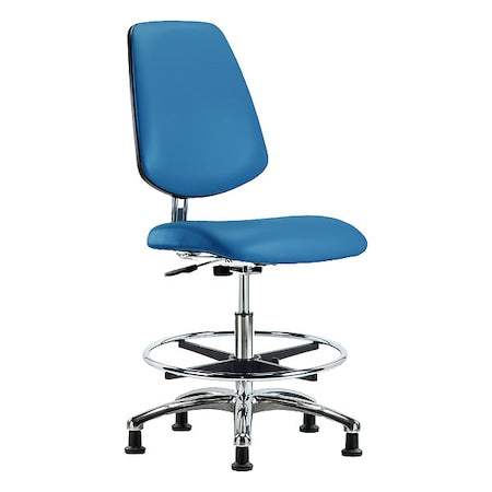 ESD Task Chair, Vinyl (Antibacterial), Blue, 21-1/2" to 29" Seat Height, Non-Marring Glides
