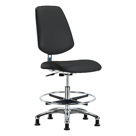ESD Task Chair, Vinyl (Antibacterial), Black, 21-1/2" to 29" Seat Height, Non-Marring Glides