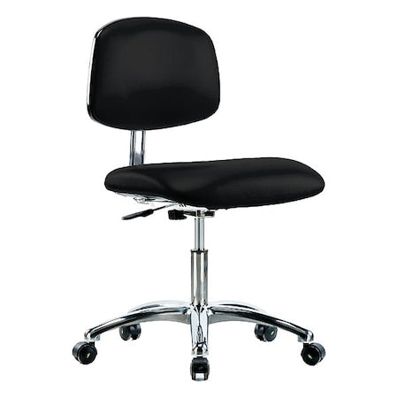 Ergonomic Chair, Vinyl (Antibacterial), Black, 18-1/2" to 23-3/4" Seat Height, Rolling