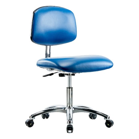 Ergonomic Chair, Vinyl (Antibacterial), Blue, 18-1/2" to 23-3/4" Seat Height, Rolling