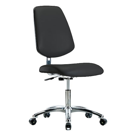 ESD Task Chair, Vinyl (Antibacterial), Black, 18-1/2" to 23-3/4" Seat Height, Rolling