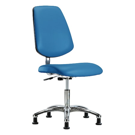 ESD Task Chair, Vinyl (Antibacterial), Blue, 18-1/2" to 23-3/4" Seat Height, Non-Marring Glides