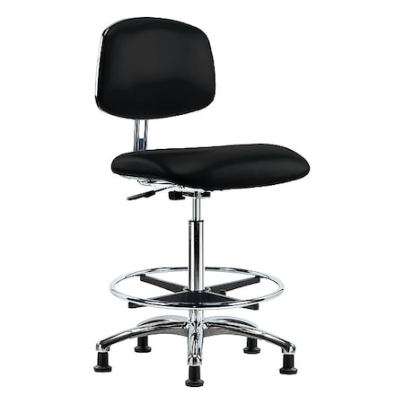 Ergonomic Chair, Vinyl (Antibacterial), Black, 25-3/4" to 35-1/2" Seat Height, Non-Marring Glides