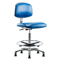 Ergonomic Chair, Vinyl (Antibacterial), Blue, 25-3/4" to 35-1/2" Seat Height, Non-Marring Glides