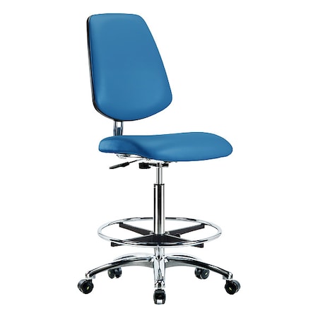 Ergonomic Chair, Vinyl (Antibacterial), Blue, 25-3/4" to 35-1/2" Seat Height, Rolling