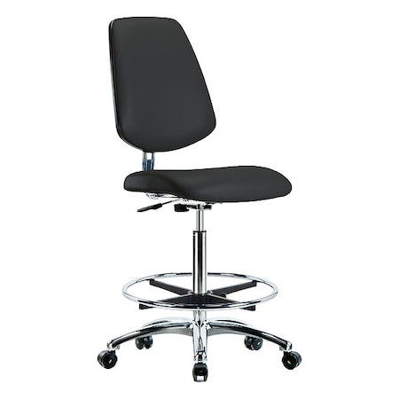 ESD Task Chair, Vinyl (Antibacterial), Black, 25-3/4" to 35-1/2" Seat Height, Rolling