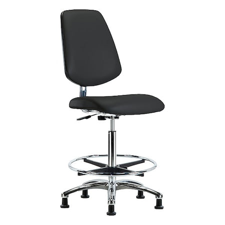 Ergonomic Chair, Vinyl (Antibacterial), Black, 25-3/4" to 35-1/2" Seat Height, Non-Marring Glides