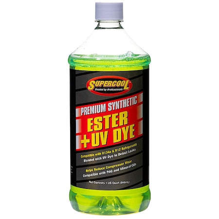 A/C Compressor Ester Lubricant w/UV Dye, 32 oz, Bottle, Yellow