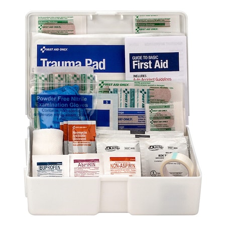 First Aid Kit, Serves 25 People, 80 Components, Plastic Case