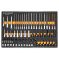 74 Piece 1/4 in, 3/8 in, 1/2 in Drive Metric Bit Socket Set in Foam Storage Tray