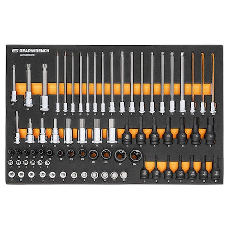 74 Piece 1/4 in, 3/8 in, 1/2 in Drive Metric Bit Socket Set in Foam Storage Tray