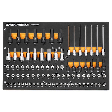 88 Piece 1/4 in, 3/8 in, 1/2 in Drive SAE Bit Socket Set in Foam Storage Tray