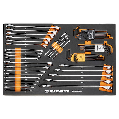 59 Piece 6 Point Combination Wrench and Hex Key Set in Foam Storage Tray