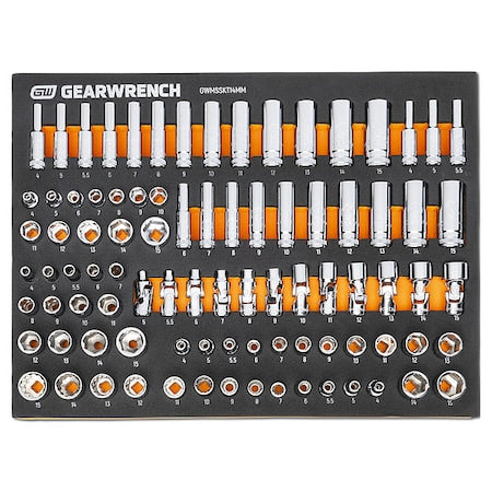 89 Piece 1/4 in Drive Master Metric Socket Set in Foam Storage Tray