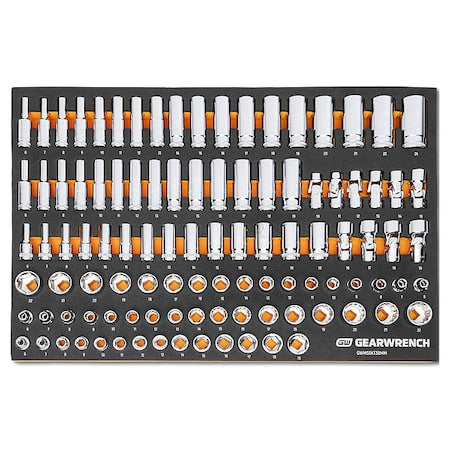 104 Pc. 3/8 in Drive Master Metric Socket Set in Foam Storage Tray