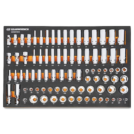 85 Piece 3/8 in Drive Master SAE Socket Set in Foam Storage Tray