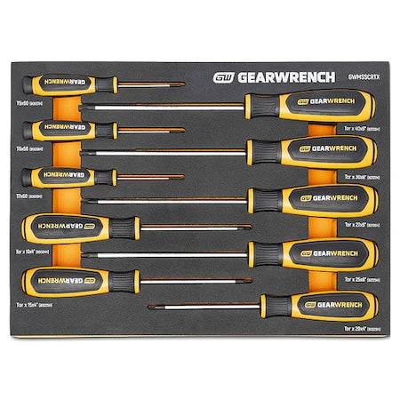 10 Piece Torx Dual Material Screwdriver Set in Foam Storage Tray