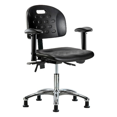 Ergonomic Chair Ergonomic Chair, Adjustable Arms, 17-3/4" to 23" Height, Vinyl, Black