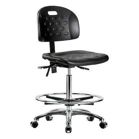 High Bench Chair Ergonomic Chair, No Arms, 24-3/4" to 35" Height, Polyurethane, Black
