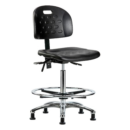 High Bench Chair Ergonomic Chair, No Arms, 24-3/4" to 35" Height, Polyurethane, Black