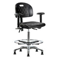 High Bench Chair Ergonomic Chair, Adjustable Arms, 24-3/4" to 35" Height, Polyurethane, Black