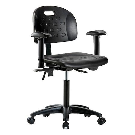ESD Task Chair, Adjustable Arms, 19-3/4" to 27-1/2" Height, Black