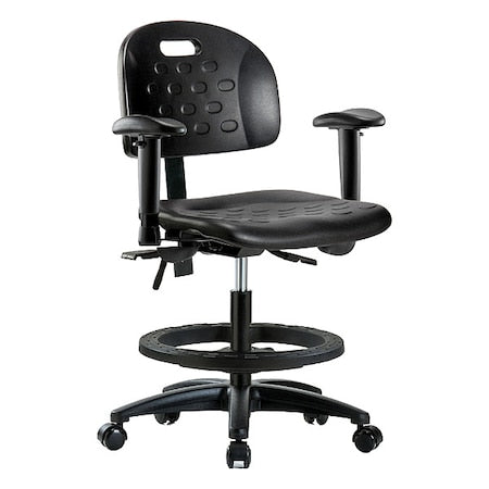 ESD Task Chair, Adjustable Arms, 19-3/4" to 27-1/2" Height, Black