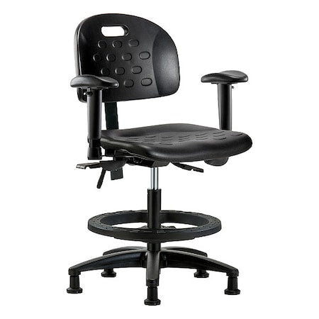ESD Task Chair, Adjustable Arms, 19-3/4" to 27-1/2" Height, Black