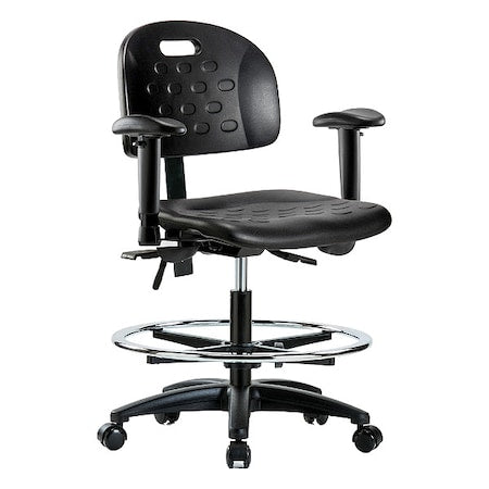 ESD Task Chair, Adjustable Arms, 19-3/4" to 27-1/2" Height, Black