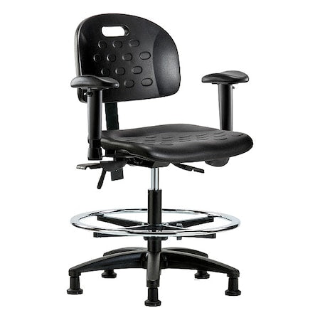 ESD Task Chair, Adjustable Arms, 19-3/4" to 27-1/2" Height, Black
