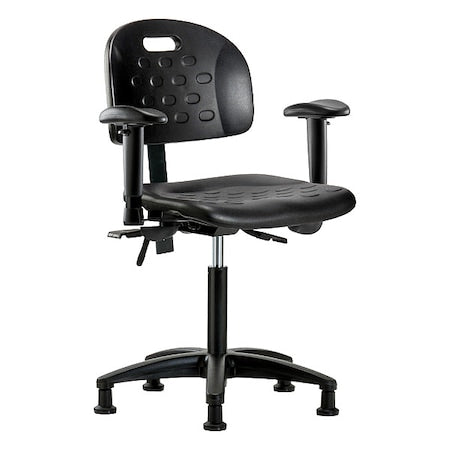 ESD Task Chair, Adjustable Arms, 19-3/4" to 27-1/2" Height, Black