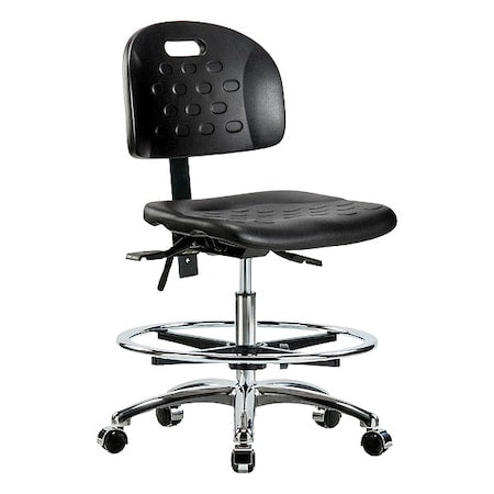 Medium Bench Chair Ergonomic Chair, No Arms, 20-1/2" to 28" Height, Polyurethane, Black