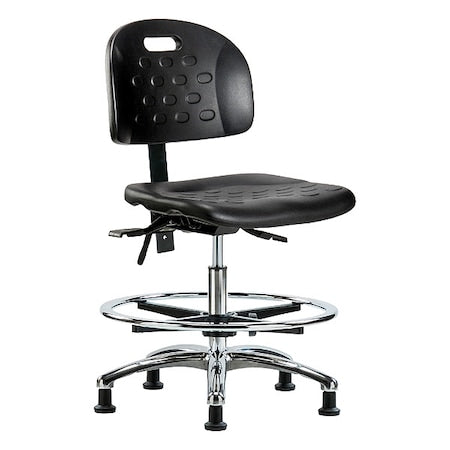 Medium Bench Chair Ergonomic Chair, No Arms, 20-1/2" to 28" Height, Polyurethane, Black