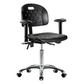 Medium Bench Chair Ergonomic Chair, Adjustable Arms, 20-1/2" to 28" Height, Vinyl, Black