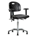 Medium Bench Chair Ergonomic Chair, Adjustable Arms, 20-1/2" to 28" Height, Vinyl, Black