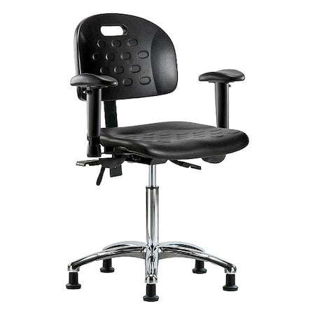 Medium Bench Chair Ergonomic Chair, Adjustable Arms, 20-1/2" to 28" Height, Vinyl, Black