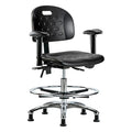 Medium Bench Chair Ergonomic Chair, Adjustable Arms, 20-1/2" to 28" Height, Vinyl, Black