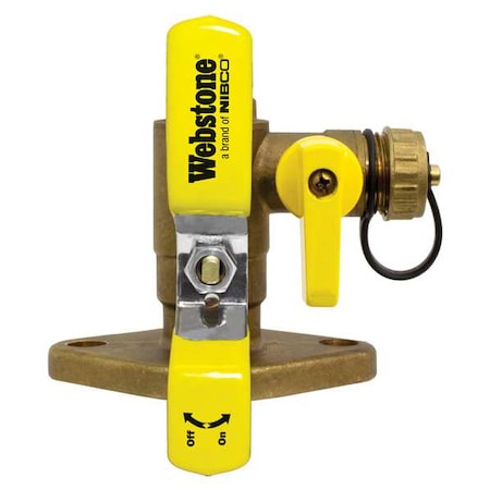 1-1/4"" Flanged 3-Way Brass Ball Valve w/Drain